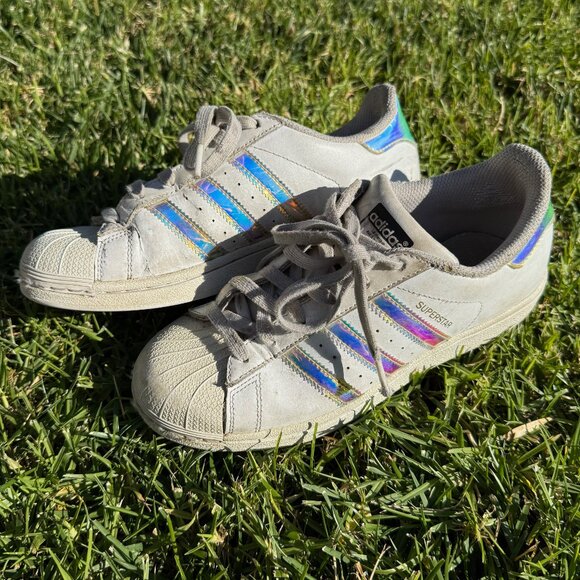 Adidas Superstar Iridescent Stripe Low Top Lace Up Big Kid 5US - Picture 7 of 12